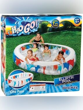 Bestway H2O GO! Elliptic Inflatable Pool - White with Red & Blue Accents